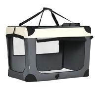 PawHut 91cm Foldable Pet Carrier for Large Dogs Cat Carrier Grey