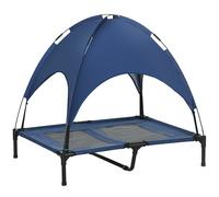 PawHut Elevated Dog Bed: Waterproof Mesh with UV Canopy, for Large Breeds, 92 x 76 x 90cm, Blue Aosom UK