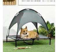 PawHut Elevated Dog Bed with Canopy 92cm - Grey | TJ Hughes