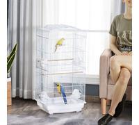 PawHut 92cm Large Bird Cage with Perches, Food Bowls, Swing, White