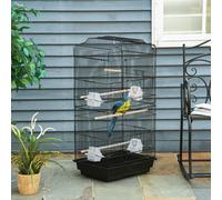 PawHut 92cm Large Bird Cage with Stand, Perches, Food Bowls, Swing, Black