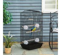 Pawhut 92Cm Large Bird Cage With Stand, Perches, Food Bowls, Swing, Black