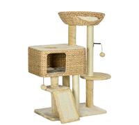 PawHut 95cm Cat Tree Tower for Indoor Cats, with Scratching Post, Cat House, Toy Ball, Platform - Beige