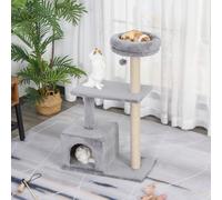 PawHut 96cm Cat Tree for Indoor Cats Condo Sisal Scratching Post Cat Tower Kitten Play House Dangling Ball Activity Center Furniture Grey