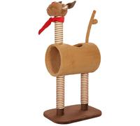 PawHut 98cm Deer Themed Cat Tree with Scratching Posts, Toy Ball, Tunnel, Brown Aosom UK