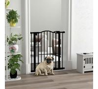 PawHut Adjustable Metal Pet Gate Safety Barrier w/ Auto-Close Door Black - Black - Metal, Plastic - 80 x 3.5 x 78 cm