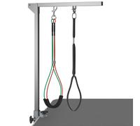 PawHut Foldable Pet Grooming Arm w/Clamp 30 Inch Height Adjustable, Dog Grooming Loop, Two No Sit Haunch Holders for Small Medium Dogs, Sliver