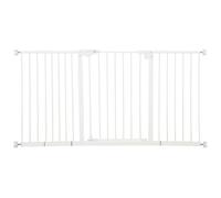 PawHut Dog Gate Stair Gate Pressure Fit Pets Barrier Auto Close for Doorway Hallway, 74-148cm Wide Adjustable, White