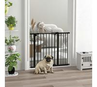 PawHut Adjustable Safety Gate w/ Four Adjustable Screws - Black - Metal, plastic - 94 x 2 x 77 cm