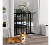 Pawhut Adjustable Safety Gate W/ Four Adjustable Screws In Black Black