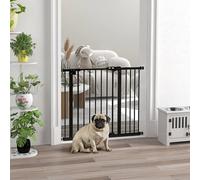Pawhut Adjustable Safety Gate W/ Four Adjustable Screws In Black Black