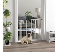 PawHut Adjustable Safety Gate with Extension - Auto-Close 30-90, One-Hand Operation, White - Includes 1 Extension & 4 Screws, D06-096V03WT