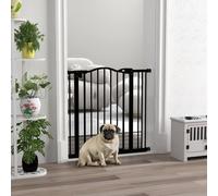 PawHut 74-87cm Adjustable Metal Pet Gate Black, Black