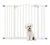 Pawhut Adjustable Width And Tall Metal Pet Gate Safety Barrier W/auto-Close Door In White White