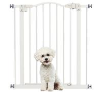Pawhut 74-80Cm Adjustable Metal Pet Gate Safety Barrier W/ Auto-Close White