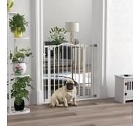 PawHut White 74-87cm Adjustable Metal Pet Safety Gate
