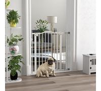PawHut Pressure Fit Dog Stair Gate No Drilling Safety Gate Auto Close for Doorways, Hallways, 74-87cm Adjustable, 78cm Tall, White