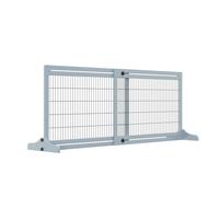 PawHut Adjustable Wooden Pet Gate Freestanding Dog Barrier for Doorway - Grey | TJ Hughes