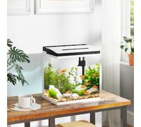 PawHut Aquarium, 13L Glass Fish Tank with Filter, LED Lighting, Water Pump, for Bettas, Guppies, Mini Parrot Fishes, Shrimp, Goldfish, 29 x 20 x 30.5cm