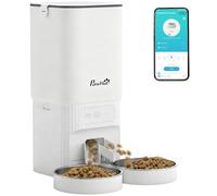 PawHut Automatic Cat Feeder, 7L Cat Food Dispenser with App Control, Timer | 2.4G/5G WiFi, 2 Stainless Steel Bowls, 15 Meals/Day, Dual Power, 10s Voice Recording, Anti-Clog, for Cats & Dogs up to 15kg