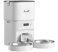 PawHut Automatic Cat Feeder Timed Portion Control Pet Food Dispenser with 2 Stainless Steel Bowls