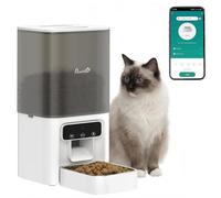 PawHut Automatic Cat Feeder w/Stainless Steel Bowl, 4.5L WiFi Cat Food Dispenser with Timer Up to 10 Meals, Voice Recorder, Programmable Auto Pet Feeder with Portion Control, for Multi-Kittens