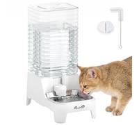PawHut Automatic Pet Water Dispenser, 8L Gravity Dog Water Dispenser, White | BPA-Free Automatic Cat Feeder with Patented Tap, Stainless Steel Bowl for Dogs & Cats