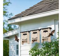 PawHut Bat Boxes, Pack of 3 Wooden Bat Houses for Outdoor, Garden, Farm, Easy for Bat to Land and Roost, Designed to Attract Bats & Easy to Hang, 18 x 6 x 22.5 cm Natural wood finish