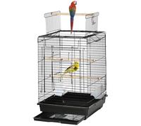 PawHut Bird Cage 59cm Openable Top Stand for Parakeet Sun Conures Black