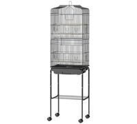 Pawhut Bird Cage Budgie Cages For Finch Canary With Stand Wheels Slide-Out Tray In Black Black