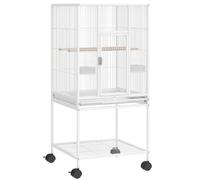 PawHut Bird Cage Detachable with Rolling Stand Parrot Cage with Storage Shelf White