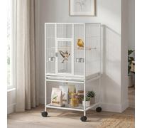 PawHut Bird Cage Detachable with Rolling Stand White