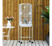 Pawhut Bird Cage For Budgie Finch Canary Parakeet W/ Stand Sliding Tray White