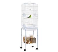 PawHut Bird Cage for Budgie Finch Canary Parakeet W/ Stand Sliding Tray White