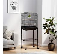 PawHut Bird Cage for Budgie Finch Canary Parakeet W/ Stand Sliding Tray White - Black - Metal Wire, Steel Tube, Wood, PS - 1