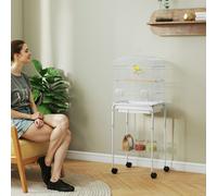 PawHut Bird Cage for Budgie Finch Canary Parakeet W/ Stand Tray White