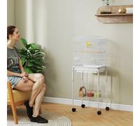PawHut Bird Cage for Budgie Finch Canary Parakeet W/ Stand Tray White, White