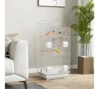 PawHut Bird Cage for Budgies, Finches, Canaries w/ Toys, Tray, White