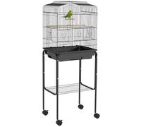 PawHut Bird Cage for Parakeet with Stand Wheels Black 46.5 x 36 x 124 cm