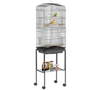 PawHut Bird Cage for Parakeet with Stand Wheels Black 46.5 x 36 x 157 cm