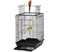 PawHut 59cm Bird Cage with Openable Top, Stand, Tray, Handles, Feeding Bowls
