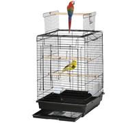 PawHut 59cm Bird Cage With Openable Top - Stand - Tray - Handles - Feeding Bowls | TJ Hughes