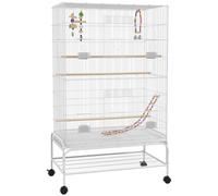 PawHut Bird Cage w/ Stand, Toys, Accessories, for Canaries, Finches, White