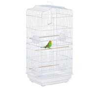 PawHut Bird Cage with Perches, Food Bowls, Swing, Parrot Cage for Budgie, Parakeet, Small Bird, 46.5 x 35.5 x 92cm, White