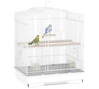 PawHut Bird Cage with Perches for Small Bird 46.5 x 36 x 59cm White | Food Bowls, Swing, Parrot Cage for Budgie, Parakeet