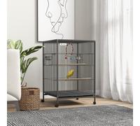 PawHut Bird Cage with Rolling Stand for Small Birds - Grey