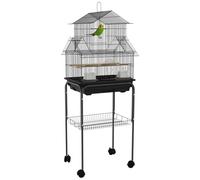 PawHut Bird Cage with Stand Handle for Finch Canary 43.5 x 33 x 121cm Black