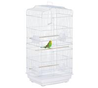Pawhut Bird Cage With Stand, Perches, Food Bowls, Swing, 46.5 X 35.5 X 92Cm, White White