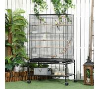 PawHut Bird Cage, with Stand, Wheels, Toys, for Budgies, Finches, Parakeets, Black