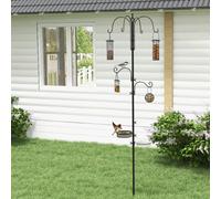 Pawhut Bird Feeding Station Kit Wild Bird Feeder Pole w/ 6 Hooks 4 Prong Bases
